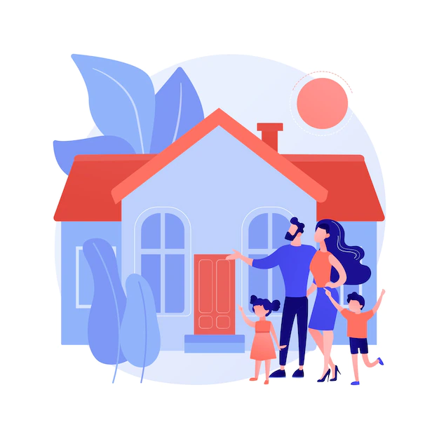 Free Vector | Family house abstract concept vector illustration. single-family detached home, family house, single dwelling unit, townhouse, private residence, mortgage loan, down payment abstract metaphor.