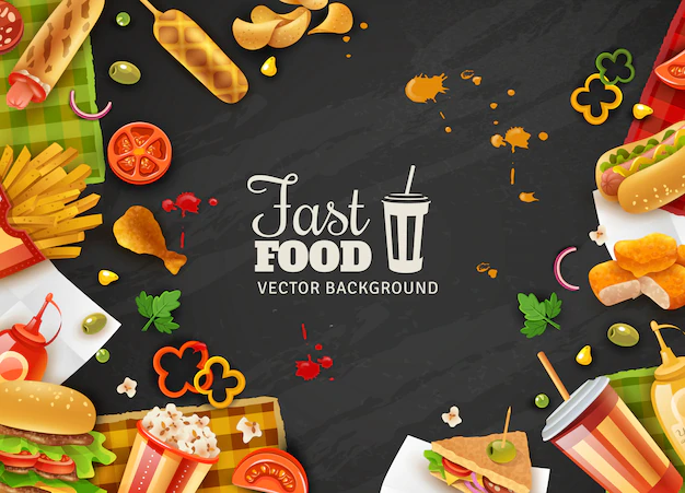 Free Vector | Fast food black background poster