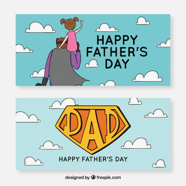 Free Vector | Father's day banners collection with super dad