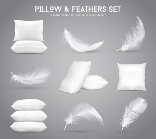 Free Vector | Feathers and pillows realistic set