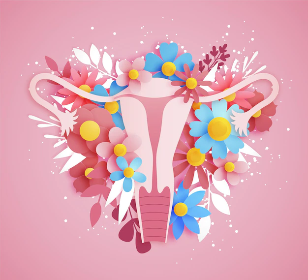 Free Vector | Female reproductive system with flowers