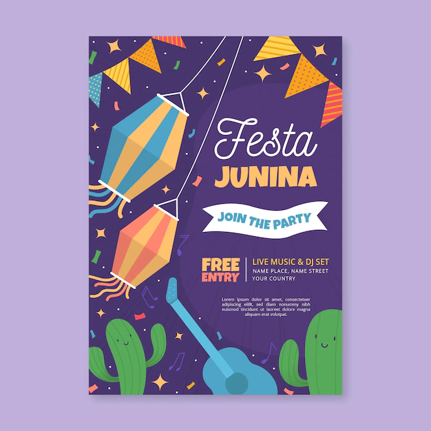 Free Vector | Festa junina poster template design