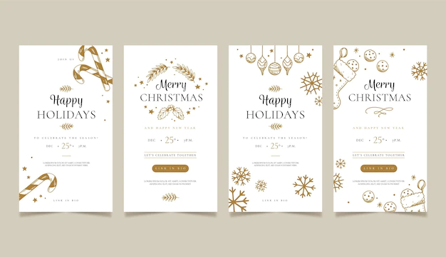 Free Vector | Festive christmas social media stories set