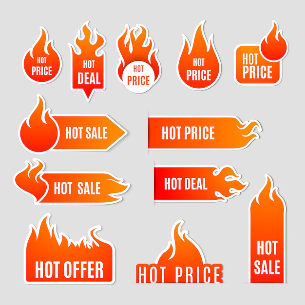 Free Vector | Fire sale flat label set