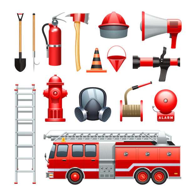 Free Vector | Firefighter tools equipment