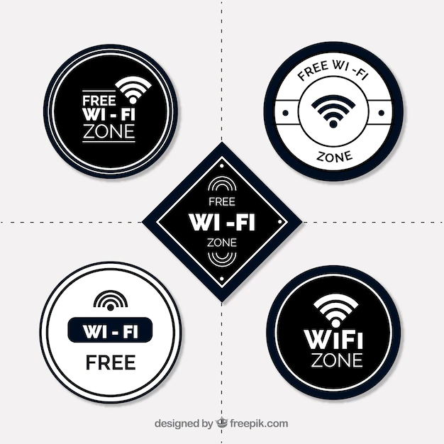 Free Vector | Flat assortment of white and black wifi stickers