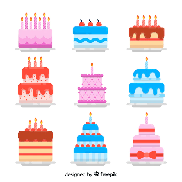 Free Vector | Flat birthday cake collection