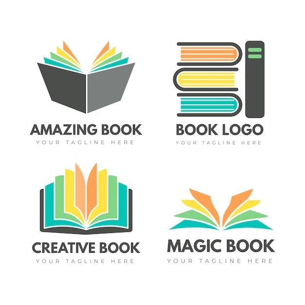 Free Vector | Flat book logo templates collection