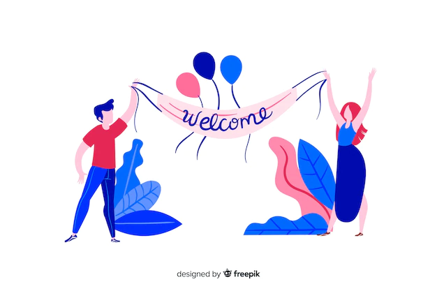 Free Vector | Flat design colorful characters welcoming