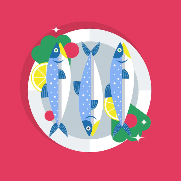 Free Vector | Flat design delicious sardine illustration