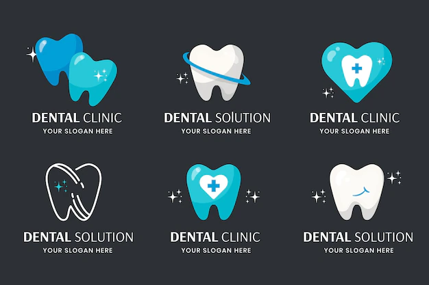 Free Vector | Flat design dental logo template set
