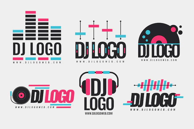 Free Vector | Flat design dj logo collection