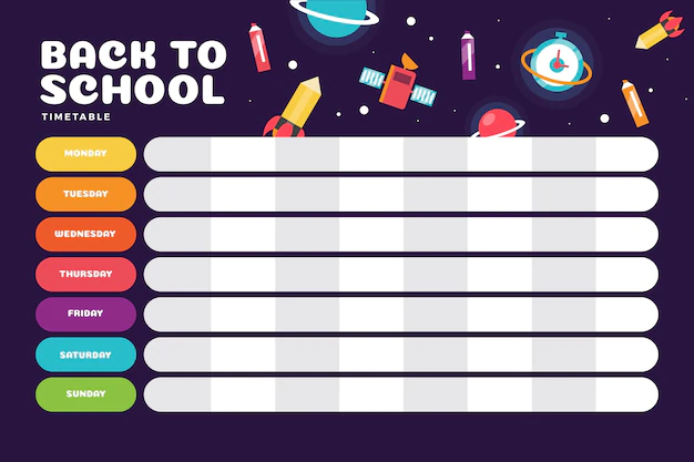 Free Vector | Flat design school timetable with science