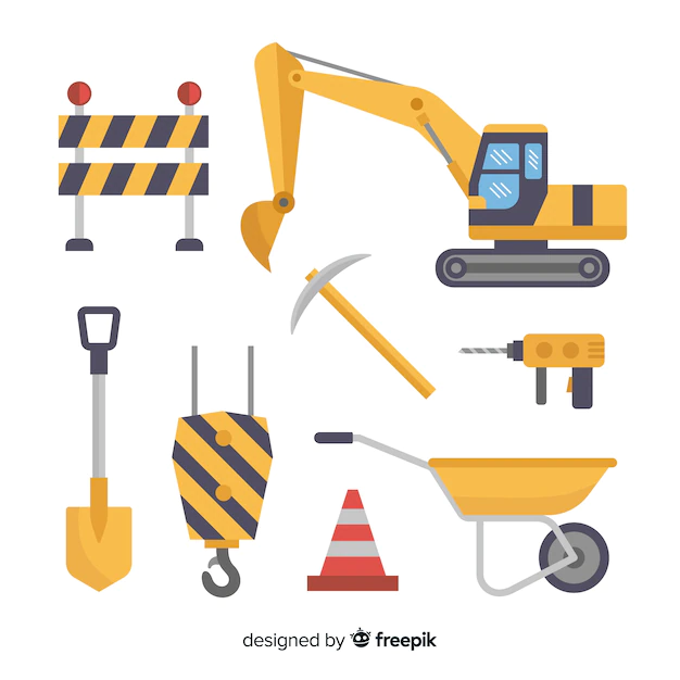 Free Vector | Flat design set of construction equipment