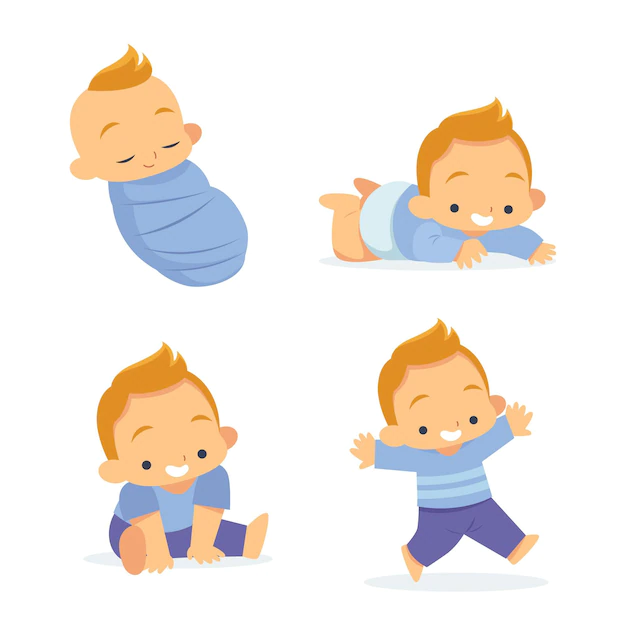 Free Vector | Flat design stages of a baby boy illustration