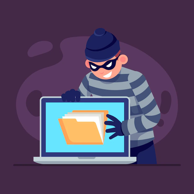 Free Vector | Flat design steal data illustration with thief and laptop