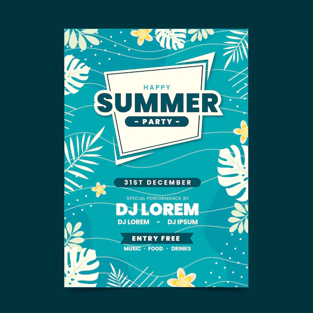Free Vector | Flat design summer party poster