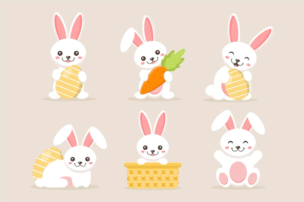 Free Vector | Flat easter bunny collection
