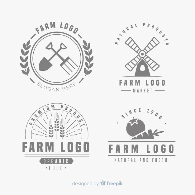 Free Vector | Flat farm logo template collection