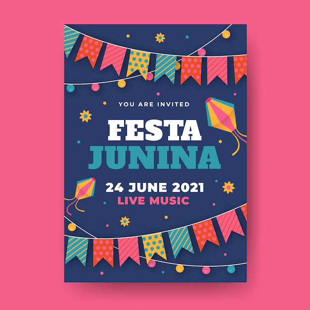 Free Vector | Flat festa junina flyer template