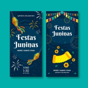 Free Vector | Flat festas juninas vertical banner template