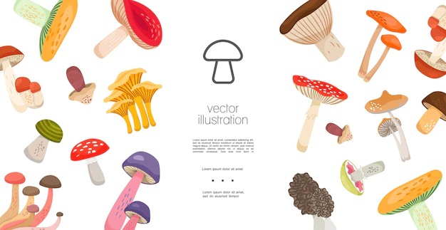 Free Vector | Flat forest mushrooms template