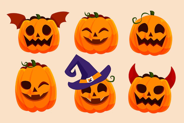 Free Vector | Flat halloween pumpkins collection