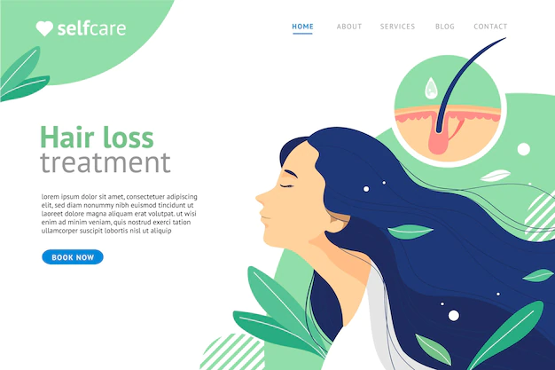 Free Vector | Flat-hand drawn hair loss treatment landing page template