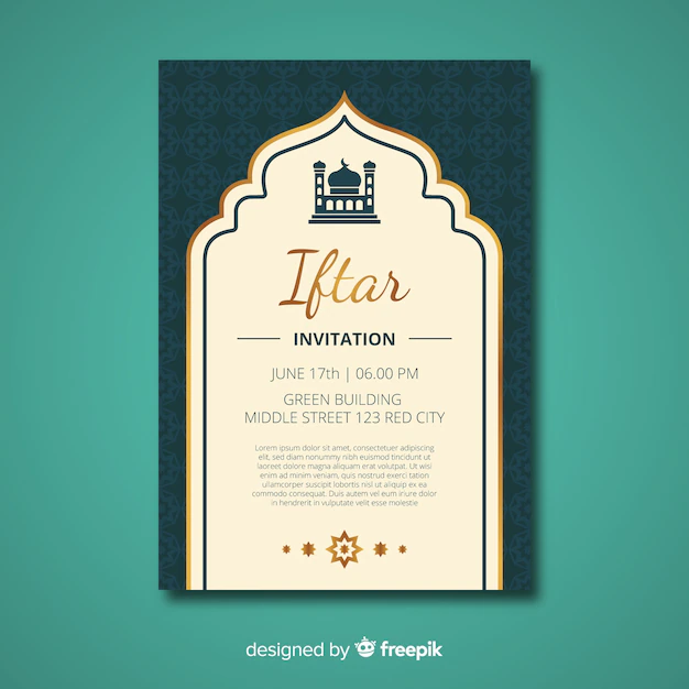 Free Vector | Flat iftar invitation