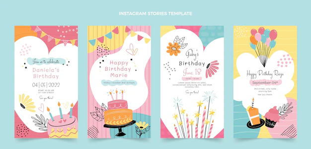 Free Vector | Flat minimal birthday ig stories