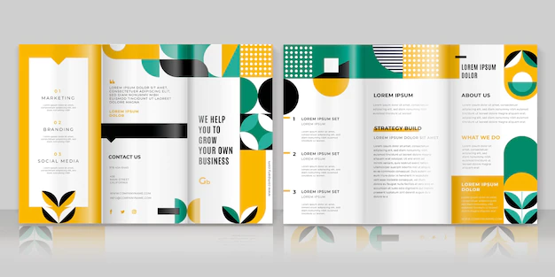 Free Vector | Flat mosaic trifold brochure template