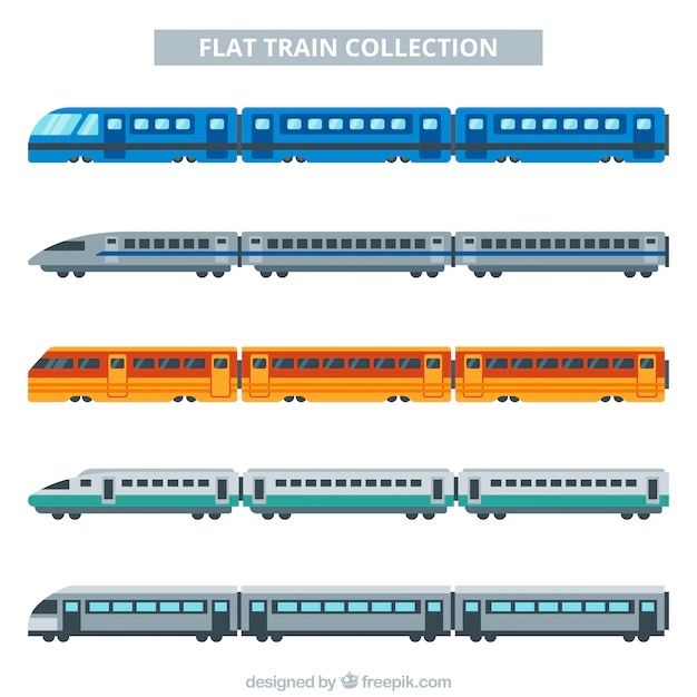 Free Vector | Flat multicolor train collectión