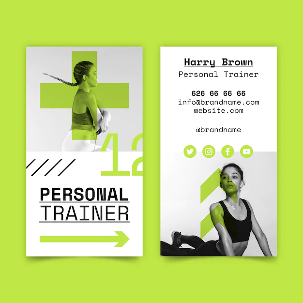 Free Vector | Flat personal trainer business card