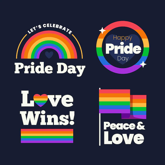 Free Vector | Flat pride day badge collection