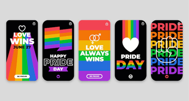 Free Vector | Flat pride day instagram stories collection