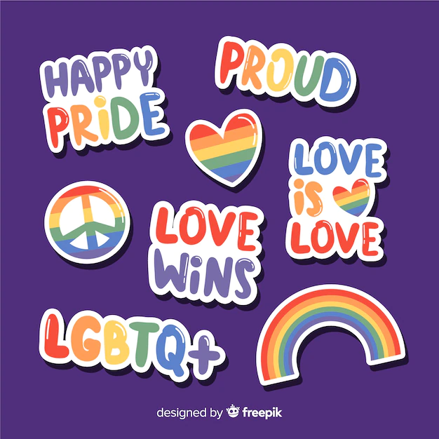 Free Vector | Flat pride day labels collection