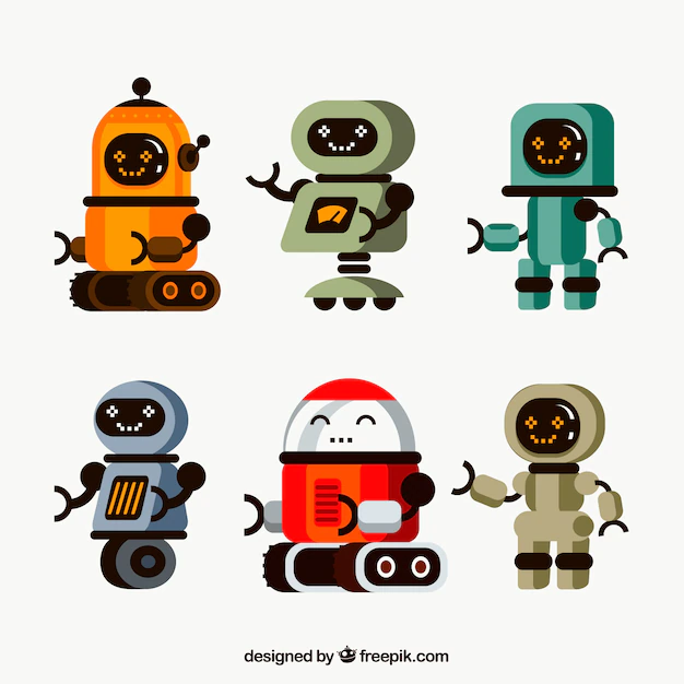 Free Vector | Flat robot collection with different poses