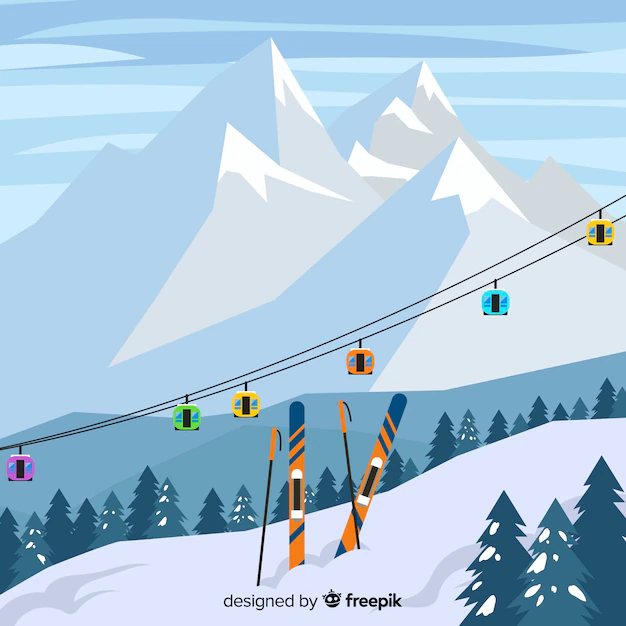 Free Vector | Flat ski station illustration