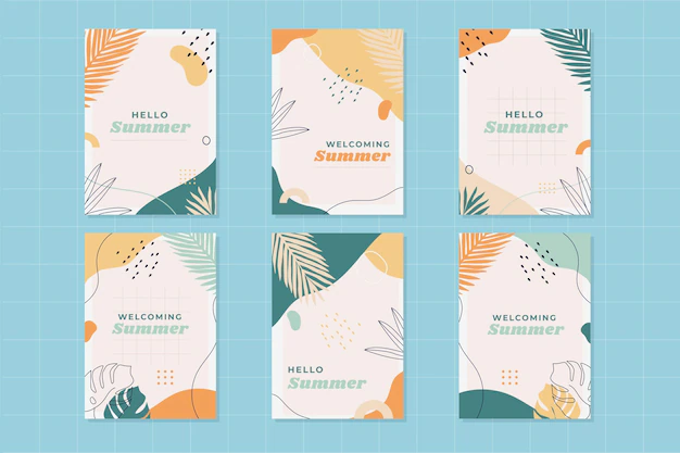 Free Vector | Flat summer cards collection