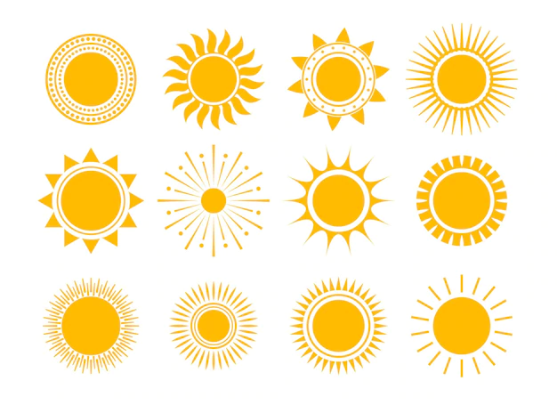 Free Vector | Flat summer yellow sun collection in different styles