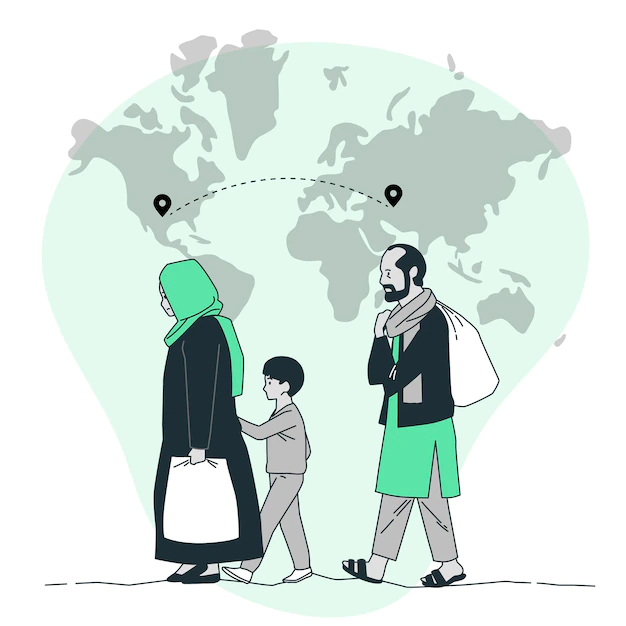 Free Vector | Fleeing their homeland concept illustration