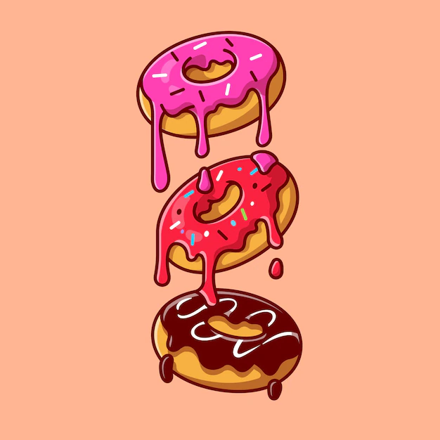 Free Vector | Floating melted doughnut cartoon icon illustration.