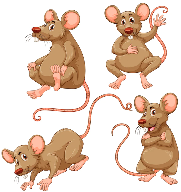 Free Vector | Four brown mouse on white background illustration