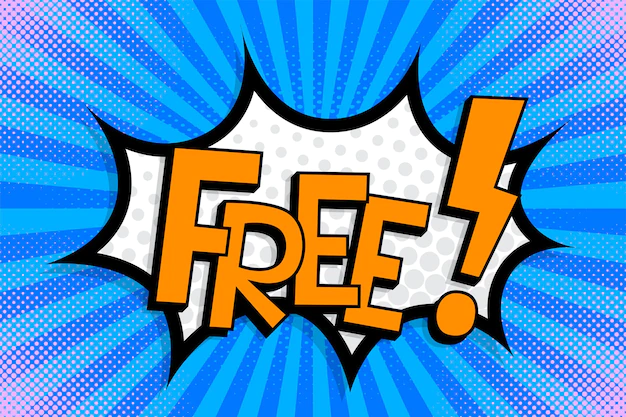 Free Vector | Free!. wording in comic speech bubble in pop art style