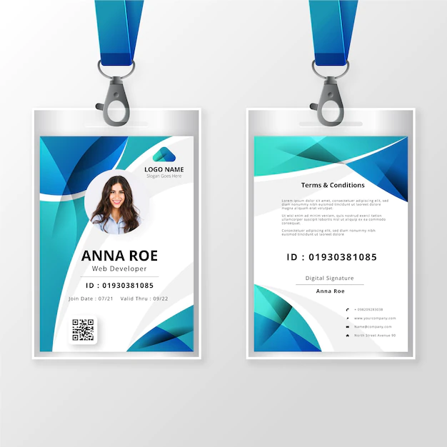Free Vector | Front and back id card template with picture