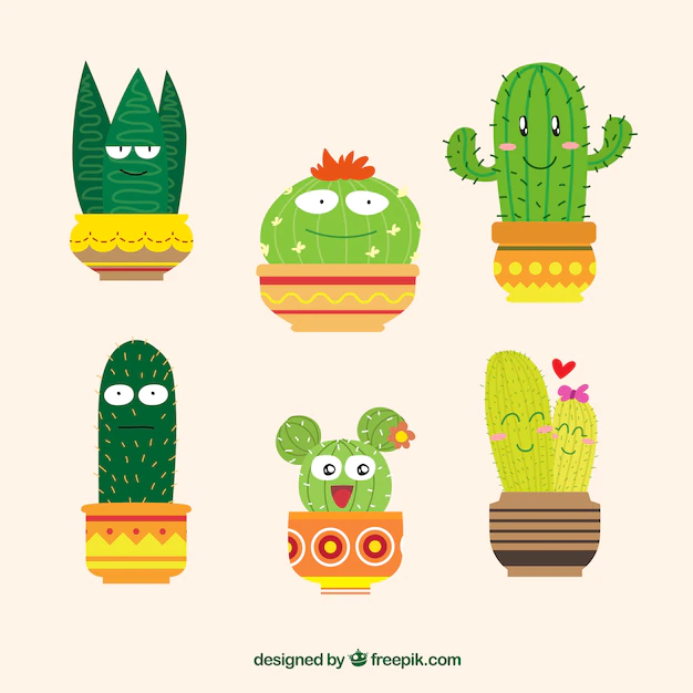 Free Vector | Funny cactus collection