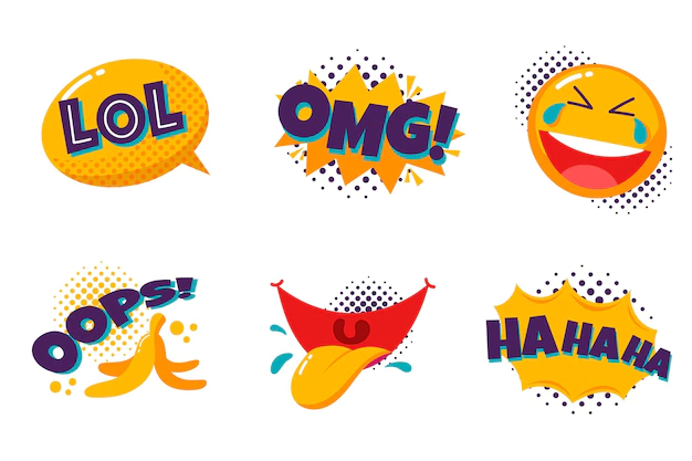 Free Vector | Funny lol stickers set