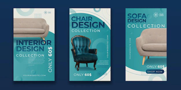 Free Vector | Furniture instagram stories collection