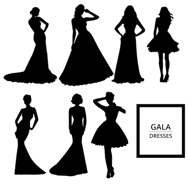 Free Vector | Gala dresses silhouettes