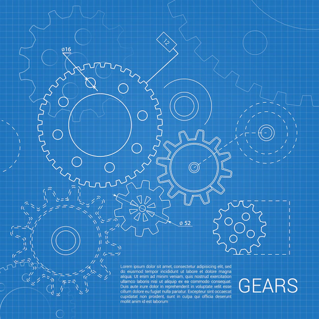 Free Vector | Gears sketched in a blueprint